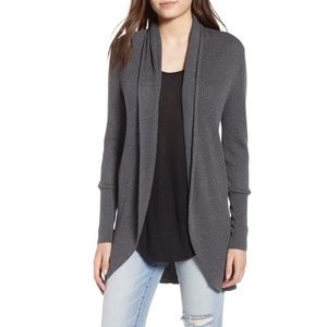 Leith Soft Grey Long Open Cardigan Sweater Size XS